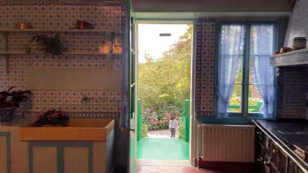 view of the garden from Claude Monet's kitchen door