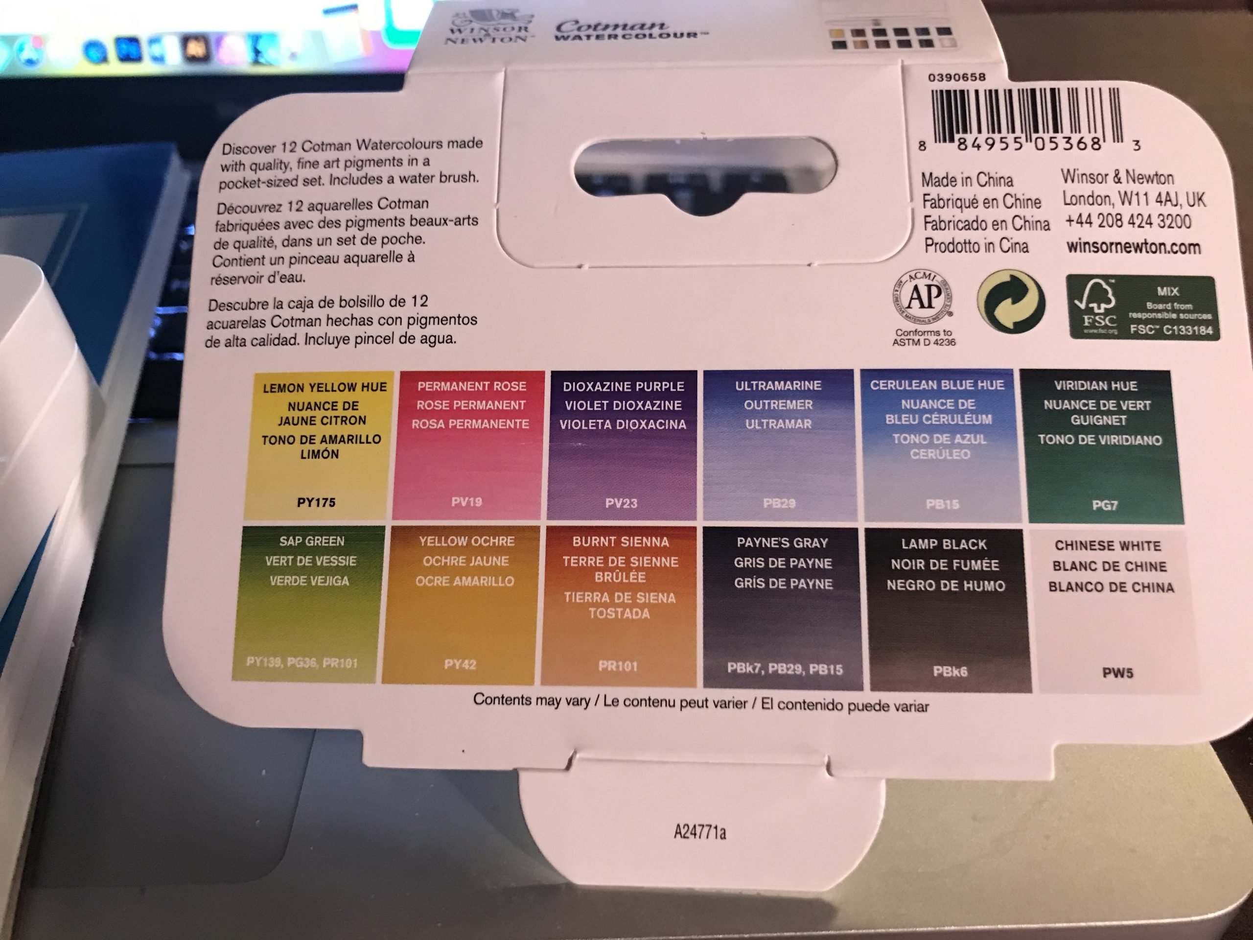 The colors included in the set